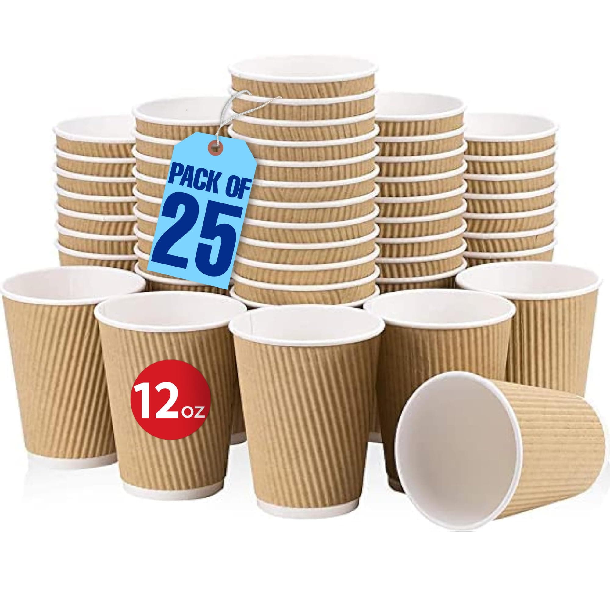 MARKQ 12 oz. Brown Disposable Ripple Insulated Coffee Cups - Hot Beverage Corrugated Paper Cups [25 Cups] on Amazon.ae - Price Tracker
