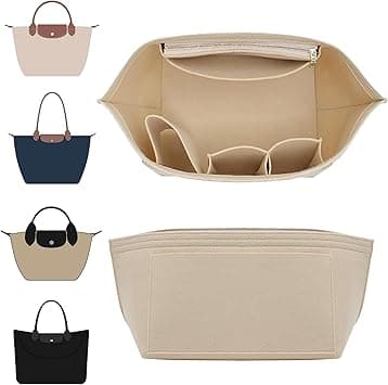 Doxo Longchamp Organizer Insert Large, Felt Bag Organizer with Cup Holder,Suitable for le pliage Handbag More(Beige,L) on Amazon.ae - Price Tracker