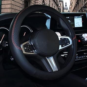 SHIAWASENA Car Steering Wheel Cover, Leather, Universal 15 Inch Fit, Anti-Slip & Odor-Free (Black) - Amazon.ae Price Tracker