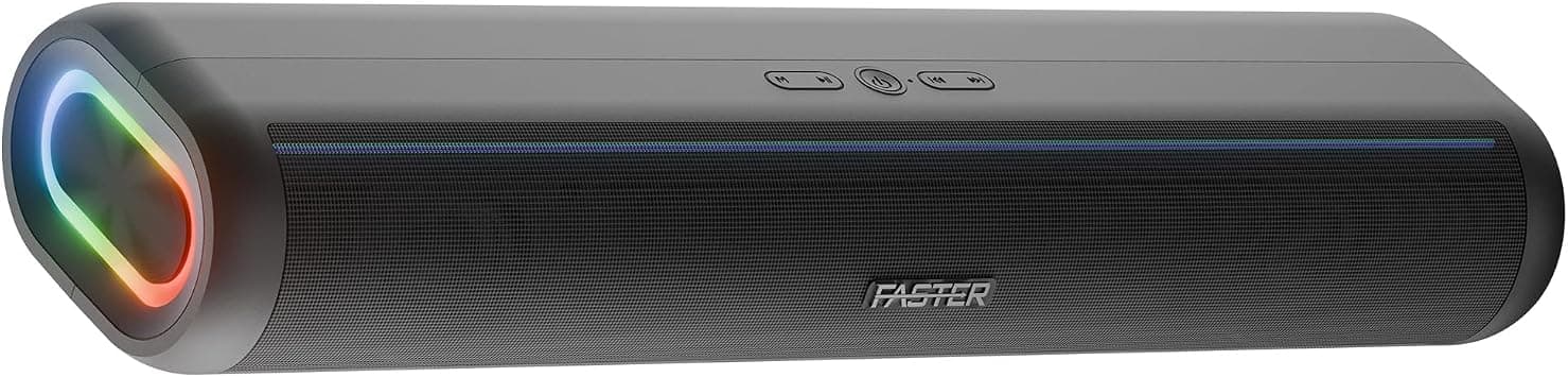Faster Nexon Z30 Portable 30W Bluetooth Soundbar-Wireless Speaker for PC, Laptop,TV, Smartphone, Tablet- Mini Home Theater RGB Lights-USB/Aux/TF Card Support Plug & Play-Deep Powerful Sound (Gray) على Amazon.ae - متتبع الأسعار