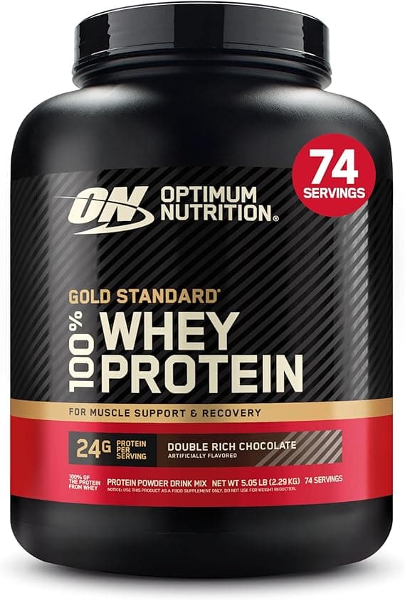 Optimum Nutrition (ON) Gold Standard 100% Whey Protein Powder Primary Source Isolate, 24 Grams Protein for Muscle Support - Double Rich Chocolate, 5 Lbs, 74 Servings (2.27 KG) Package May Vary on Amazon.ae - Price Tracker