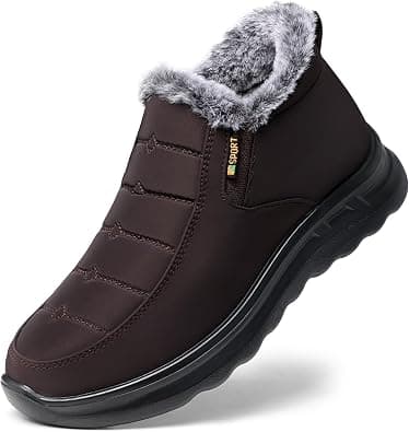 TEMOFON Womens Winter Snow Boots Warm Fur Lined Booties Waterproof Outdoor Shoes Comfortable Slip On Ankle Boot, Coffee, 8 on Amazon.ae - Price Tracker