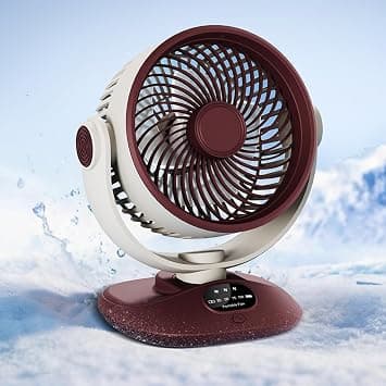 Oscillating Small Desk Fan, Rechargeable USB Desk Fan, Quiet Powerful 3 Speeds 120° Rotate, Small Battery Desktop Fans for Bedroom Home Office Travel (White&Red) on Amazon.ae - Price Tracker
