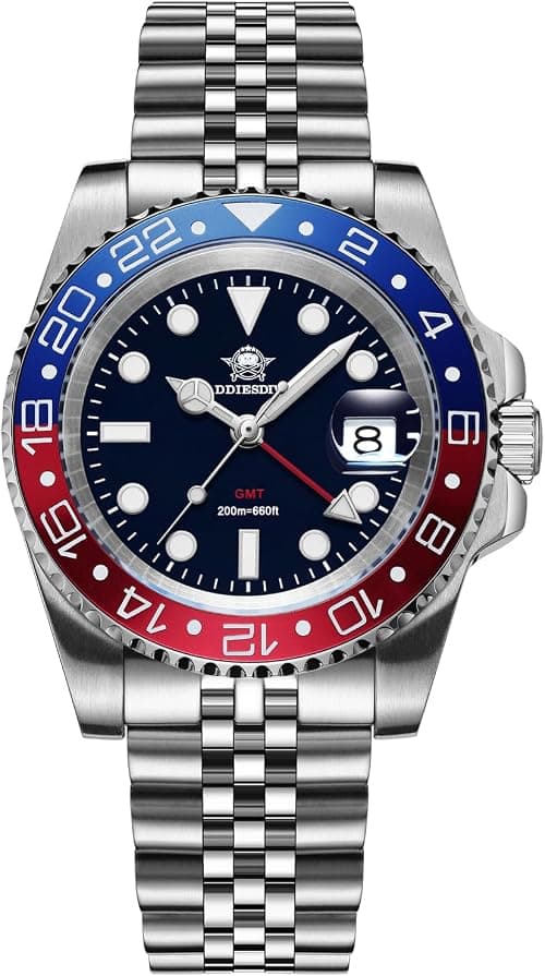 ADDIESDIVE GMT Watches for Men Swiss Quartz Movement Waterproof 200 M Luminous Analog Two Tone Luxury Wrist Watch على Amazon.ae - متتبع الأسعار