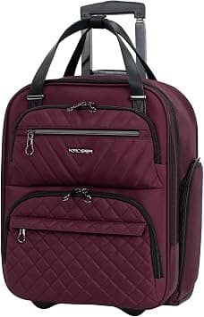 KROSER Carry On Underseat Multi-functional, 16-inch Underseater Lightweight Overnight Suitcase for Women, Burgundy - Best Deal Finder