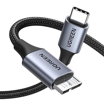 UGREEN USB C Hard Drive Cable 0.25M, Micro USB B to Type C for HDD, SSD | For ssd external hard drive,For micro USB 3.0 devices,5Gbps Super-speed data sysn,Premium nylon braided on Amazon.sa - Price Tracker