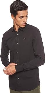 Tommy Jeans Mens Original Stretch Slim Fit Shirts - Best Deal Finder