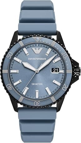 Emporio Armani World Explorer Dive-Inspired Men's Watch with Stainless Steel, Silicone or Leather Band - Best Deal Finder
