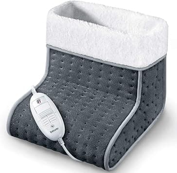 Beurer FW20UK Cosy Foot Warmer - Grey, Electric foot warmer for cold feet, 3 temperature settings, Cosy teddy fleece lining, Soft and breathable, Suitable up to shoe size 12.5, Washable lining - Best Deal Finder