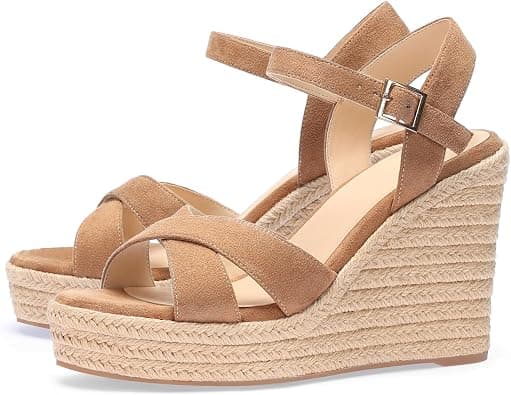 VICKI·VICKI Women's Platform Wedges heels Sandals Wedge Espadrilles Ankle Strap على Amazon.ae - متتبع الأسعار