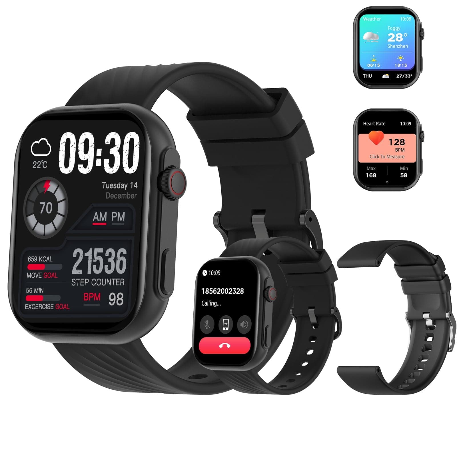 PEJE ZW03-AMD Smartwatch - 2.13" AMOLED,Smart Watches for Men,Muslim Prayer Alerts,SpO2/Heart Rate/Sleep Monitor,120+ Sports Modes,IP68 Waterproof,Bluetooth Calls + Extra Strap,iOS/Android (Black) on Amazon.ae - Price Tracker