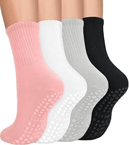 YeuG 4/6 Pairs Pilates Socks for Women - Non Slip Grip Socks for Yoga, Barre, Hospital, Barefoot - Best Deal Finder