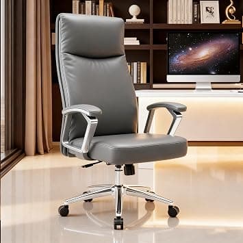 VOFFOV Heavy Duty Office Chair With Back Reclining & 3 Positions Locking Function, Modern Chair With Wheels, PU Leather Swivel Adjustable Executive Chair (Grey) on Amazon.ae - Price Tracker