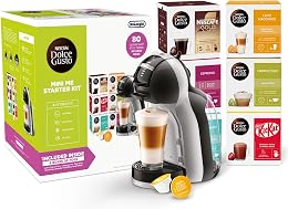 Nescafe Dolce Gusto De'Longhi Mini Single Serve Capsule Coffee Machine Starter Kit, EDG155. BG, Black & Grey - Best Deal Finder