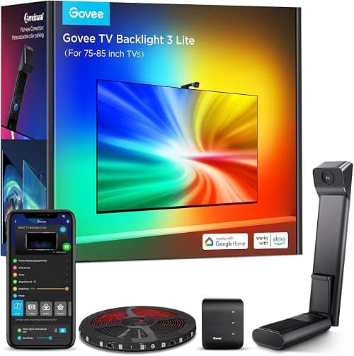 Govee TV Backlight 3 Lite with Fish-eye Correction Function Sync to 75-85 Inch TVs, RGBICW Wi-Fi TV LED Backlight with Camera, 4 colours in 1 Lamp Bead, Voice and APP Control, Adapter on Amazon.ae - Price Tracker