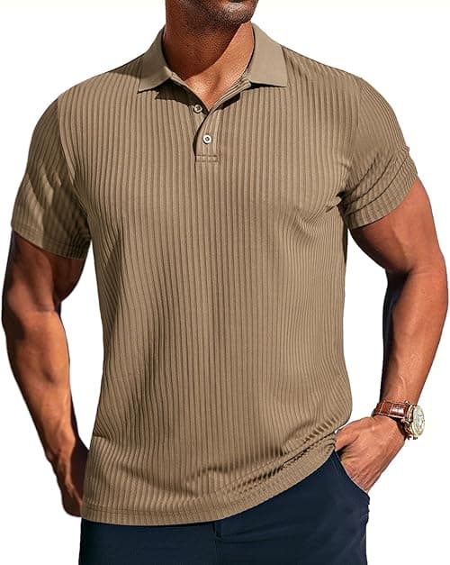 PJ PAUL JONES Mens Texture Polo Shirts Casual Wrinkle Free Elasticity Short Sleeve Knit Golf Shirt Tops on Amazon.ae - Price Tracker