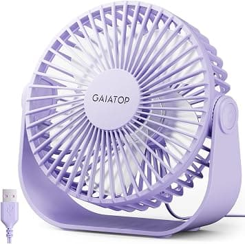 Gaiatop USB Desk Fan, 3 Speeds Strong Airflow, 5.5 Inch Portable 90° Rotate Quiet Cooling, Small Personal Table Fans for Bedroom Home Office Travel Purple on Amazon.ae - Price Tracker