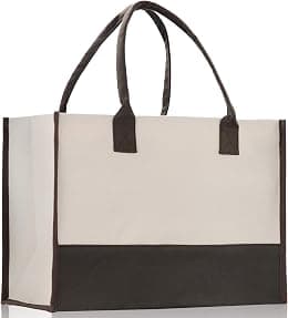 Personalized Gift Monogram Initial 100% Cotton Chic Tote Bag with Customize Option - Black - Best Deal Finder