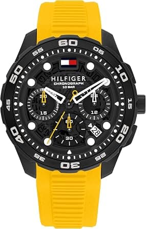 Tommy Hilfiger Chronograph Quartz Watch with Calendar for Men with Yellow Silicone Bracelet - 1792235 - Best Deal Finder
