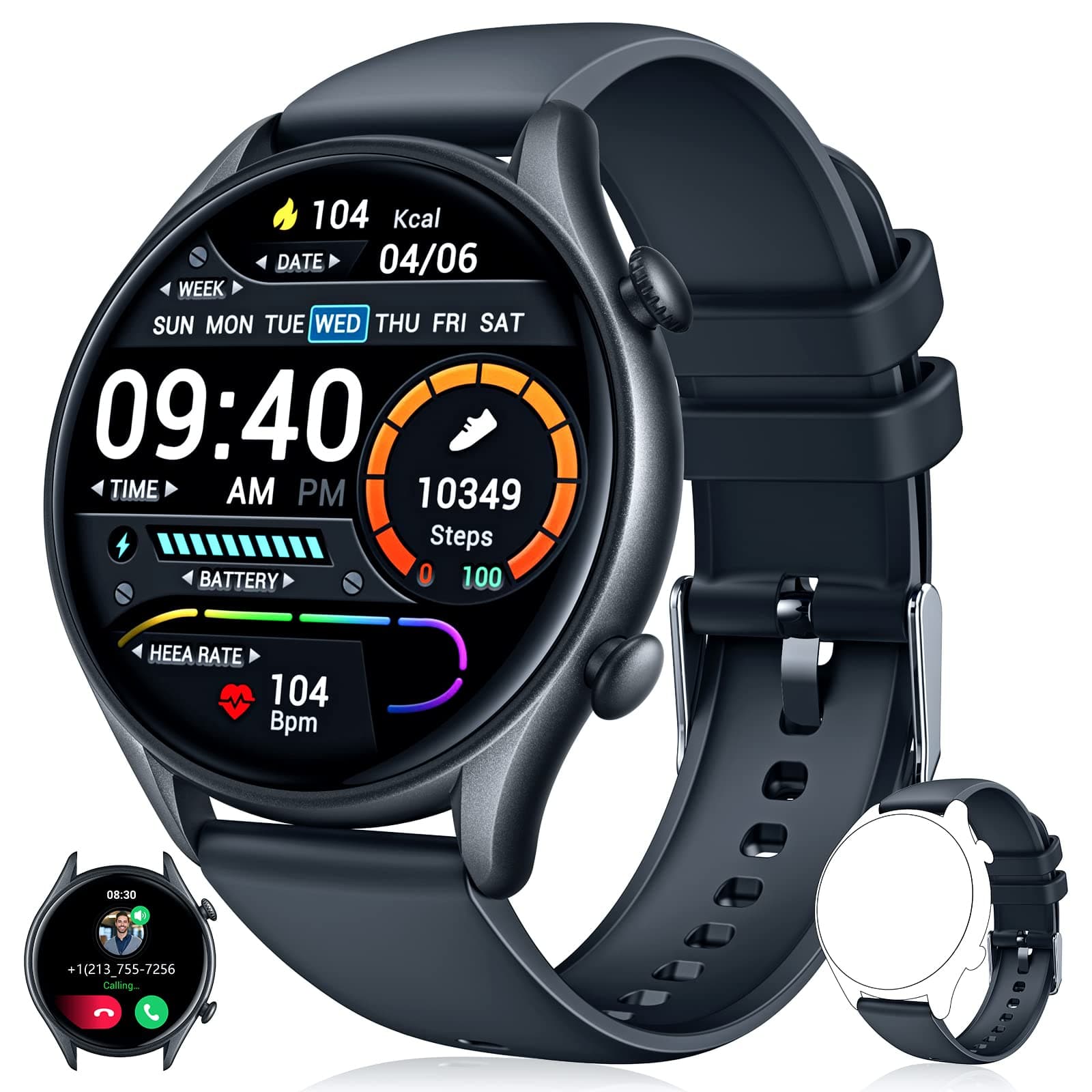 Smart Watch for Men Fitness Tracker: (Answer/Make Call) IP68 Waterproof Smartwatch for Android iOS Phone Sport Running Digital Watches with Heart Rate Blood Pressure Sleep Monitor Step Counter Round on Amazon.ae - Price Tracker