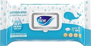 Fine Baby Aqua Wipes – 72 Sheets , 99.9% Pure Water & Soft Cotton, Unscented, Hypoallergenic, pH-Balanced, For Sensitive Skin - Amazon.ae Price Tracker