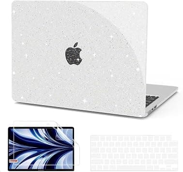 B BELK Compatible with MacBook Air 13.6 inch Case 2024 2023 2022 Release M3 A3113 M2 A2681 Liquid Retina Display, Glitter Plastic Hard Shell Case + Keyboard Cover + Screen Protector, Sparkly Clear على Amazon.ae - متتبع الأسعار