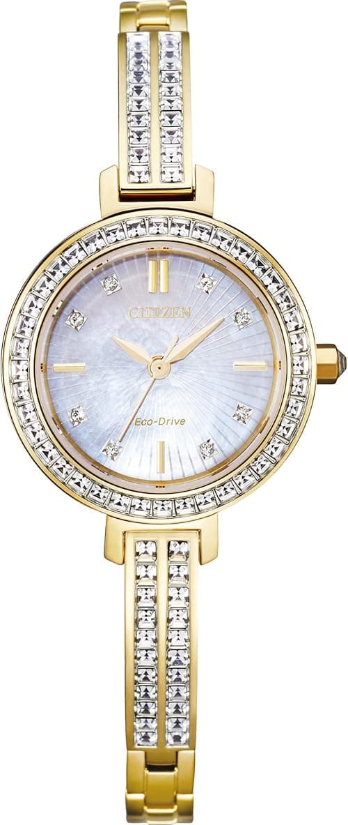 Citizen Ladies Eco-Drive Crystal Eco Watch, Gold-Tone Stainless Steel Bracelet, White Dial, 3 Hand (Model: EM0862-56D) on Amazon.ae - Price Tracker