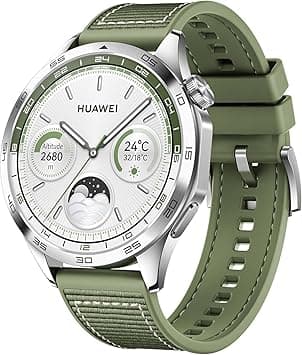 HUAWEI Watch GT 4 46 mm, GPS, iOS & Android, Stainless Steel Case, Smartwatch, Up to 2 Weeks Battery Life, Calorie Management, Professional Health Management, SpO2, Green Fluoroelastomer Strap - Amazon.ae Price Tracker