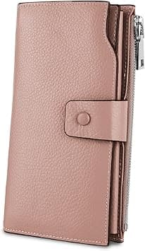 YALUXE Genuine Leather Wallet Women's RFID Blocking Large Capacity Luxury Wax Clutch Multi Card Organizer on Amazon.ae - Price Tracker