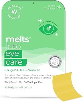 Wellbeing Nutrition Melts Eye Care Vitamins with Lutemax 2020 (Lutein + Zeaxanthin), Bilberry, Beetroot | Prevents Blue Light Damage, Glare Sensitivity & Digital Strain Guard (Pack of 30 Oral Strips) - Amazon.ae Price Tracker