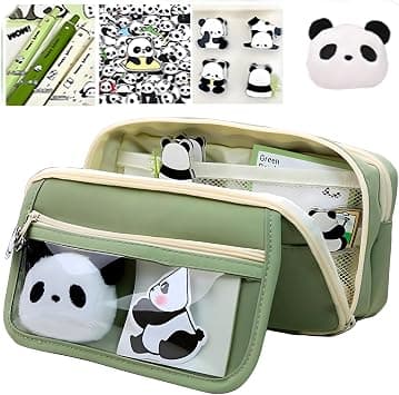 Bolivia's Large Capacity Pencil Case, 10PCS Cute Panda Pencil Case, Durable and Dust-Proof Pen Pouch, Pencil Pouch Cute with Zipper Preppy Pen Bag with Gel Ink Pens, Clips, Stickers, Pin (Green) on Amazon.ae - Price Tracker