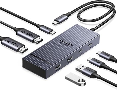 UGREEN USB C Docking Station 7-in-1 with Single/Dual 4k@60Hz HDMI Monitor | Dual HDMI 4K outputs, 10Gbps data, 100W PD. Type C Dock for iPhone, MacBook Air/Pro M1, M2, M3, iPad, Dell XPS on Amazon.ae - Price Tracker