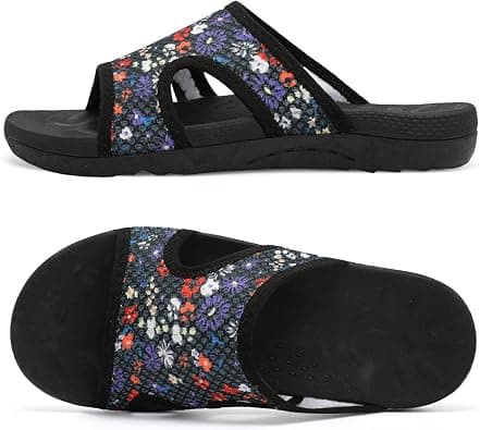 L-RUN Womens Slide Sandals Breathable Slip on Plantar Fasciitis Slippers Arch Support Sandals Ladies Yoga Mat Thick Cushion Slipper Slides for Indoor Outdoor على Amazon.ae - متتبع الأسعار