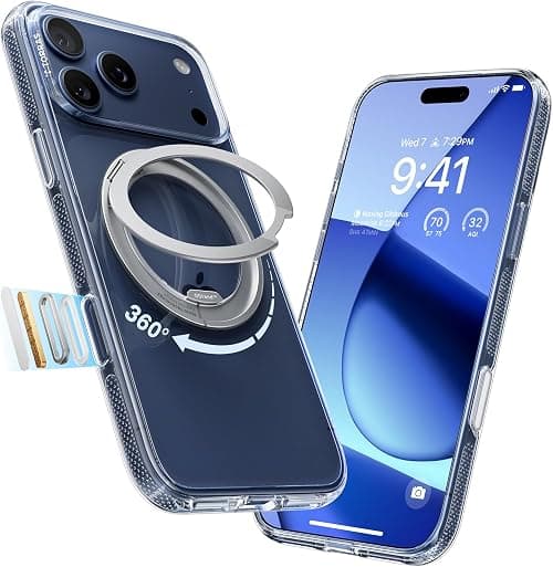 TORRAS 360 Rotatable Stand for iPhone 17 Pro Max Case, Compatible with Magnetic, Mil-Grade Protection, Slim Ergonomic Grip, Camera Control, Ostand O3 Fitness 6.9'', Clear on Amazon.ae - Price Tracker