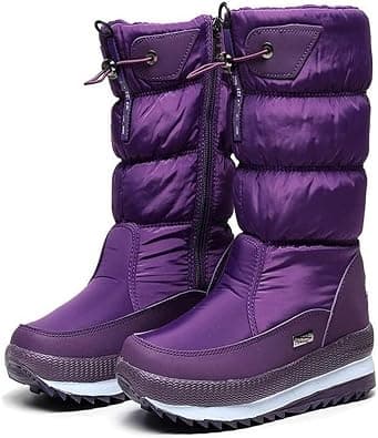 Winter Snow Boots for Women,Comfortable Outdoor Thick Plush Waterproof Non-Slip Fur Lined Frosty Snow Boots,Mid Calf Booties Waterproof Outdoor Snow Boots على Amazon.ae - متتبع الأسعار