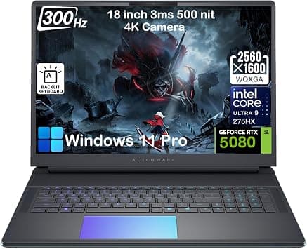 Alienware 18 Area 51 Gaming Laptop - RTX 5080 16GB GDDR7, Intel Ultra 9 275HX (Up to 5.4GHz), 18" WQXGA 300Hz Display, AlienFX RGB KB, 4K Camera, Win11 Pro(64GB DDR5 RAM | 2TB SSD) on Amazon.ae - Price Tracker