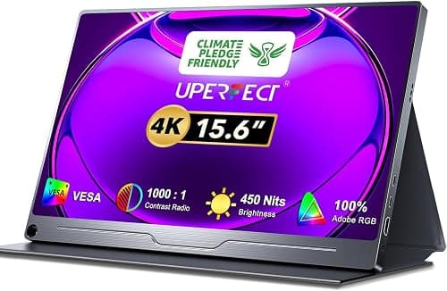 UPERFECT Truely 4K Computer Monitor, 15.6" UHD FreeSync 100% AdobeRGB 450 Nits Brightness HDR IPS Speaker Eye Care Game Display 2 Type-C Full HDMI for Laptop Phone, VESA & Smart Case على Amazon.ae - متتبع الأسعار