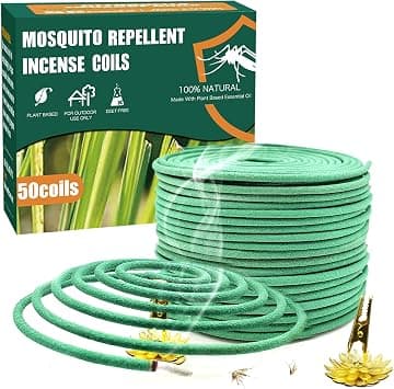 BananaHome 50 Coils Mosquito Repellent Citronella Incense Coil with Holder,Natural Citronella Oil Lemongrass Oil,Suitable for Outdoor Camping,Patio,Hiking and Indoor Use,could Last 5 Hours per Coil - Best Deal Finder
