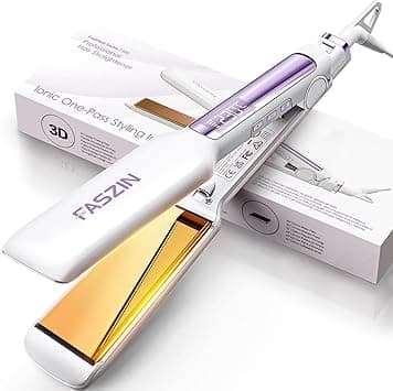 Faszin Professional Wide Hair Straightener, 42mm Plate, Titanium Negative Ion Flat Iron, 30s Rapid Heating, LED Temperature Display, Wide Voltage & 11 Adjustable Temp Levels(130-230℃) - Linen-White on Amazon.ae - Price Tracker