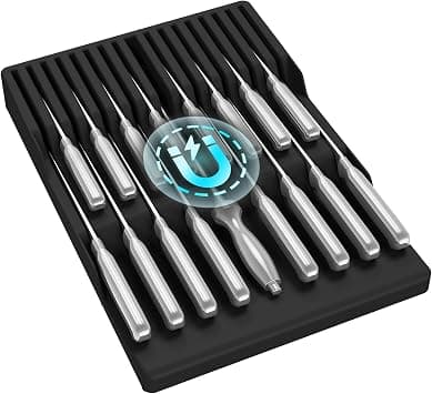 Lifewit In Drawer Knife Organiser, Magnetic Kitchen Knife Holder Holds 16 Knives + 1 Sharpening Steel (Not Included), Plastic Cutlery Storage Tray for Chef & Steak Knives, Black on Amazon.ae - Price Tracker