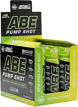 Applied Nutrition – ABE Pump Shot – Stim-Free Pre-Workout – Nitric Oxide Booster – Best Muscle Pump & Focus Enhancer – Sugar Free & Caffeine Free – (Display 12x100ml Shots) (Citrus Twist) على Amazon.ae - متتبع الأسعار