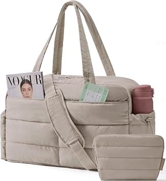 BAGSMART Gym Bag for Women, 2-PC Puffer Travel Duffle Bag Carry On Tote Bag على Amazon.ae - متتبع الأسعار