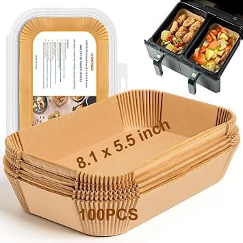 HONYAO Air Fryer Paper Liners, Rectangle 20.5x14cm Disposable Parchment Tray Airfryer Accessories Compatible with Ninja 7.6L /9.5L /10.4L Tower 9 L/Cosori 8.5L Dual/Double Stack Air Fryer on Amazon.ae - Price Tracker
