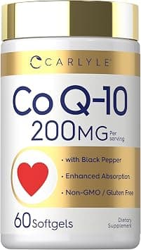 Carlyle CoQ10 Softgels 200mg | 60 Count | With Black Pepper | Enhanced Absorption | Non-GMO & Gluten Free Supplement على Amazon.ae - متتبع الأسعار