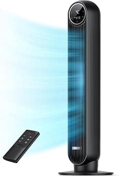 DREO 20dB Quiet Tower Fan, 2026 Upgraded DC Motor, 28ft/s Strong Airflow, 90° Wide Oscillation Bladeless Fan, 8 Speeds 4 Modes, 8H Timer Sleep Mode & Remote for Home Bedroom Living Room, Black على Amazon.ae - متتبع الأسعار