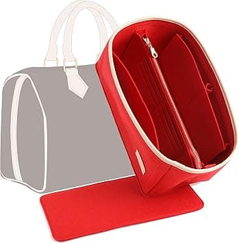 Purse Organizer Insert for Handbags, Fit Speedy 25,LePliage S,Neverfull Felt Tote Insert with Base Shaper Zipper Bag in Bag (Red-Felt, Medium) on Amazon.ae - Price Tracker