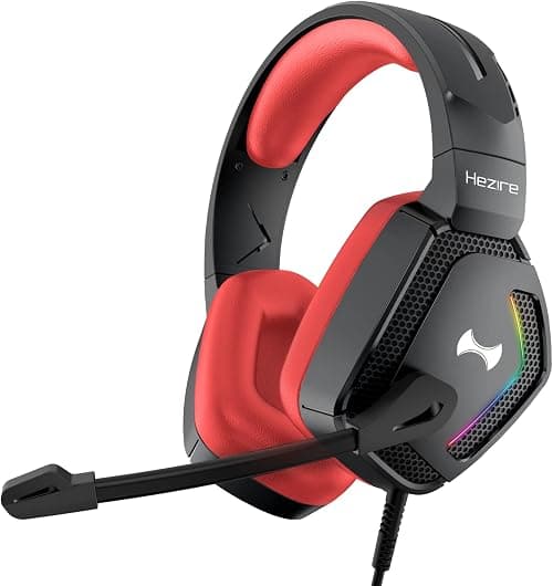 Hezire GHS-250 Wired Gaming Headset with RGB Lights, Noise-Isolating Mic, Immersive Stereo Sound, Adjustable Headband, PC/PS5/PS4/Switch/Xbox Compatible (Red) on Amazon - Best Deal Finder