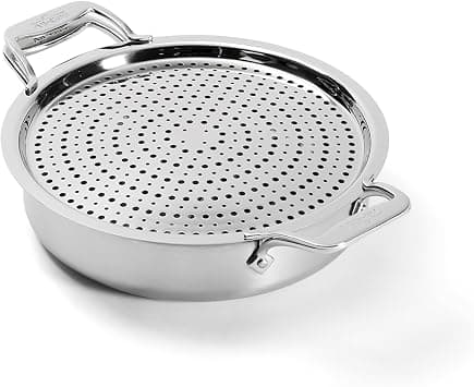 All-Clad D5 5-Ply Brushed Stainless Steel Sauteuse with lid and Strain & Splatter Guard, 4-Quart, Induction, Oven & Broiler Safe up to 600°F, Cookware, Kitchen Essential, Pots and Pans, Silver on Amazon.ae - Price Tracker