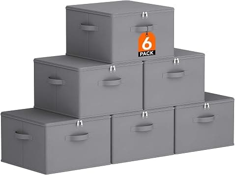 Lifewit 40L Storage Box with Lid, Pack of 6 Fabric Box with Handle, Grey on Amazon.ae - Price Tracker
