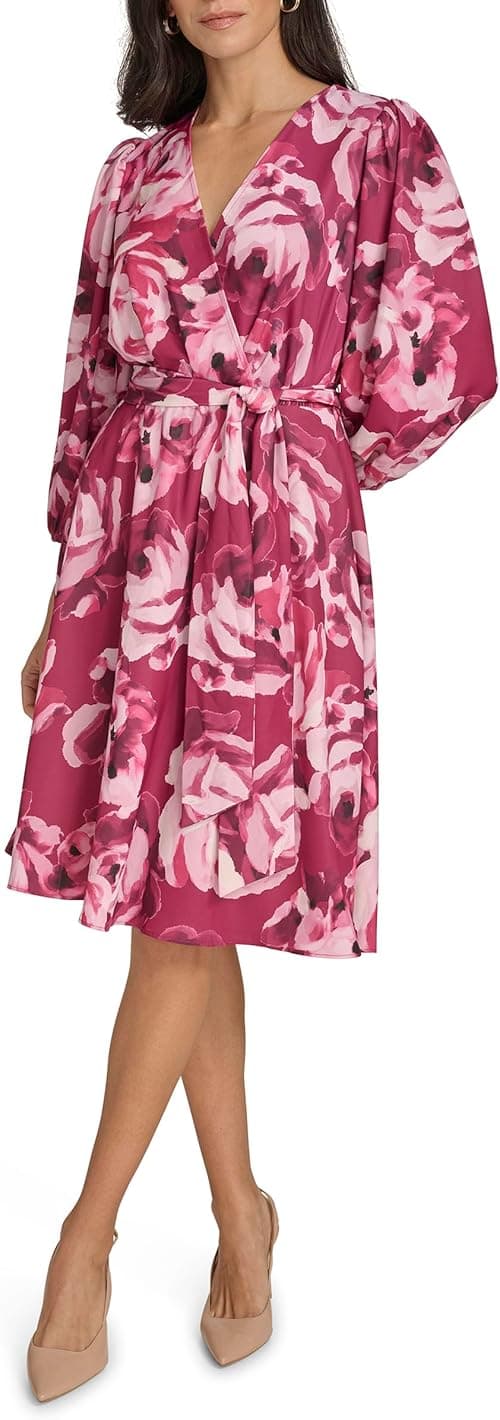 Calvin Klein womens Long Sleeve Belted Casual Collared Aline Dress Dress on Amazon.ae - Price Tracker